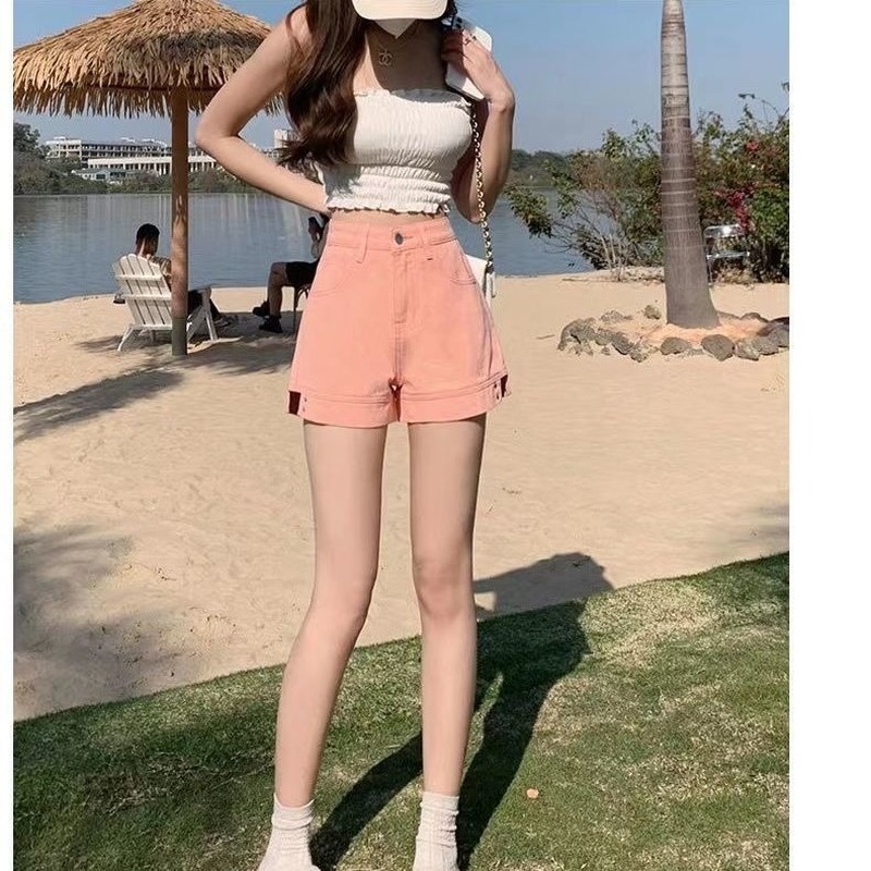 Quần Short Denim Lưng Cao Ống Rộng Thời Trang Dành Cho Nữ