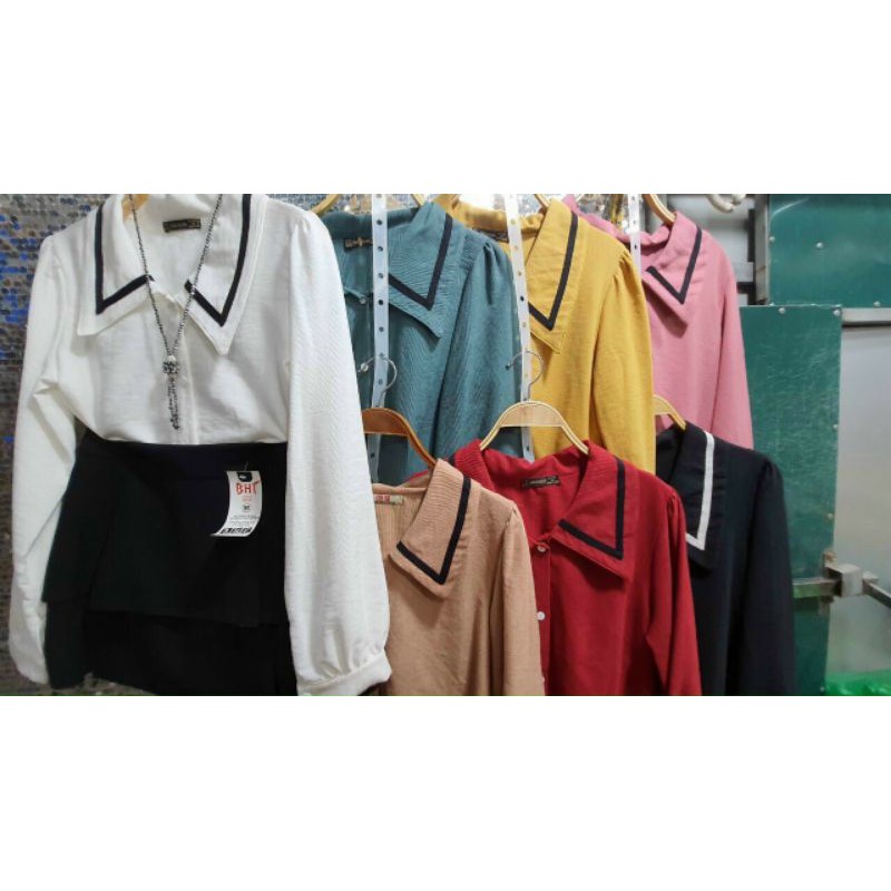 Áo sơ mi viền cổ bẻ nhiều màu | BigBuy360 - bigbuy360.vn