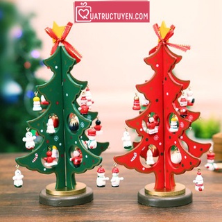 Mô hình cây thông noel hai lá bằng gỗ để bàn (3 size) Trang trí giáng sinh