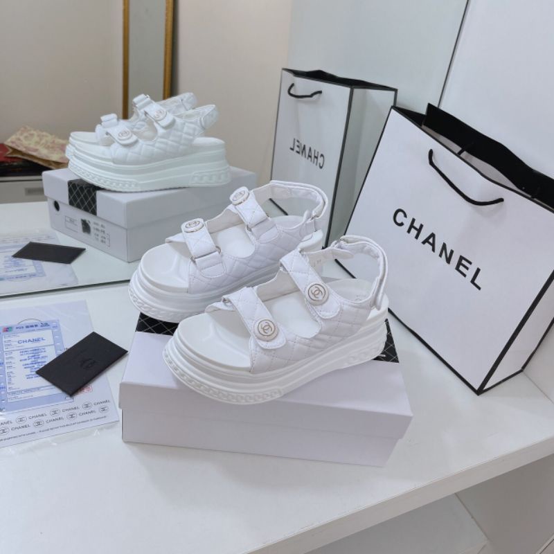 H(ẢNH THẬT) Sandal Quai Dán Đế Bánh Mì 7p Da Mềm Chần Chỉ Fullbox Bill Túi Cao Cấp