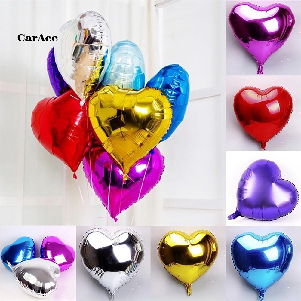 Bong bóng kiếng Trái tim đơn size 40cm Bong bóng kiếng màu đen , đỏ, hồng, vàng, bạc - silver red Heart Foil balloon 18'