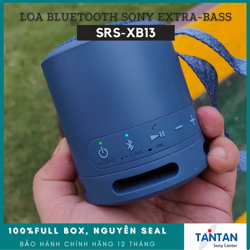 Loa BLUETOOTH EXTRA-BASS Sony SRS-XB13 | Chuẩn Kháng nước, bụi IP67 - Pin: 16h - Kết nối cùng lúc 2 loa - Cắm dây - 253g