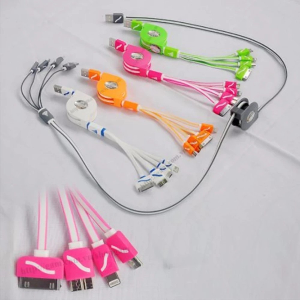 Combo củ sạc + cáp sạc chống rối dây rút 4 đầu tiện ích phù hợp với nhièu loại máy, Cáp sạc 4 đầu gọi lh sđt 0987950950