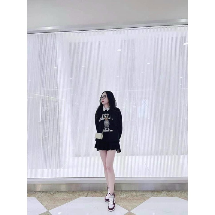 Áo sweater nữ form rộng polo nỉ WHO.AU