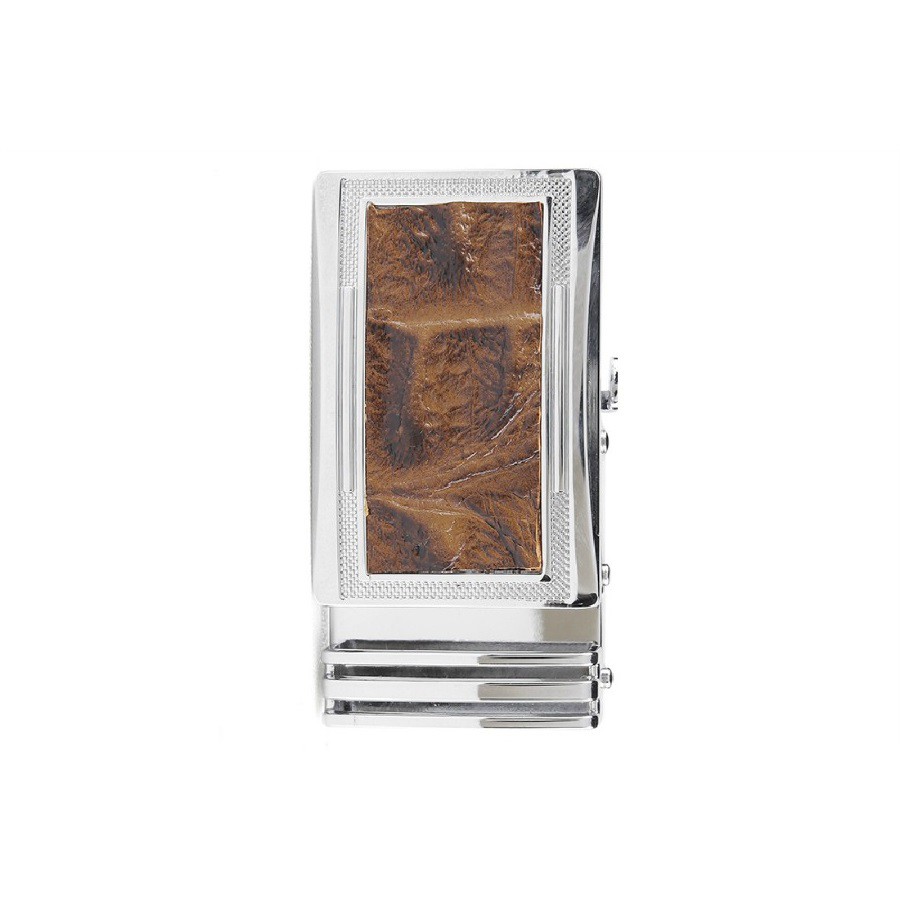 Đầu khóa Huy Hoàng mặt da bò nâu khóa kim loại bạc HP9117