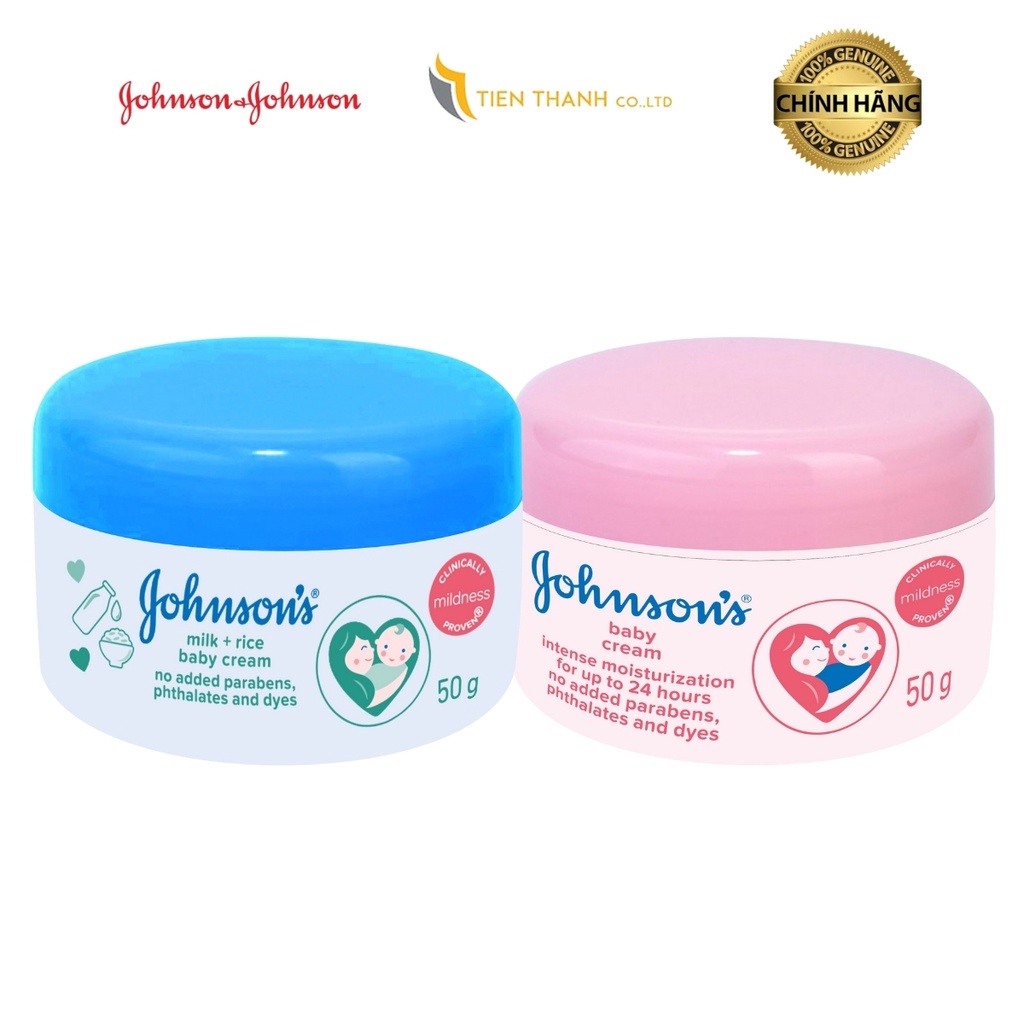 [Rẻ Vô Địch] Combo 2 hộp Kem dưỡng da Johnson's Baby 50g- Hàng chính hãng.