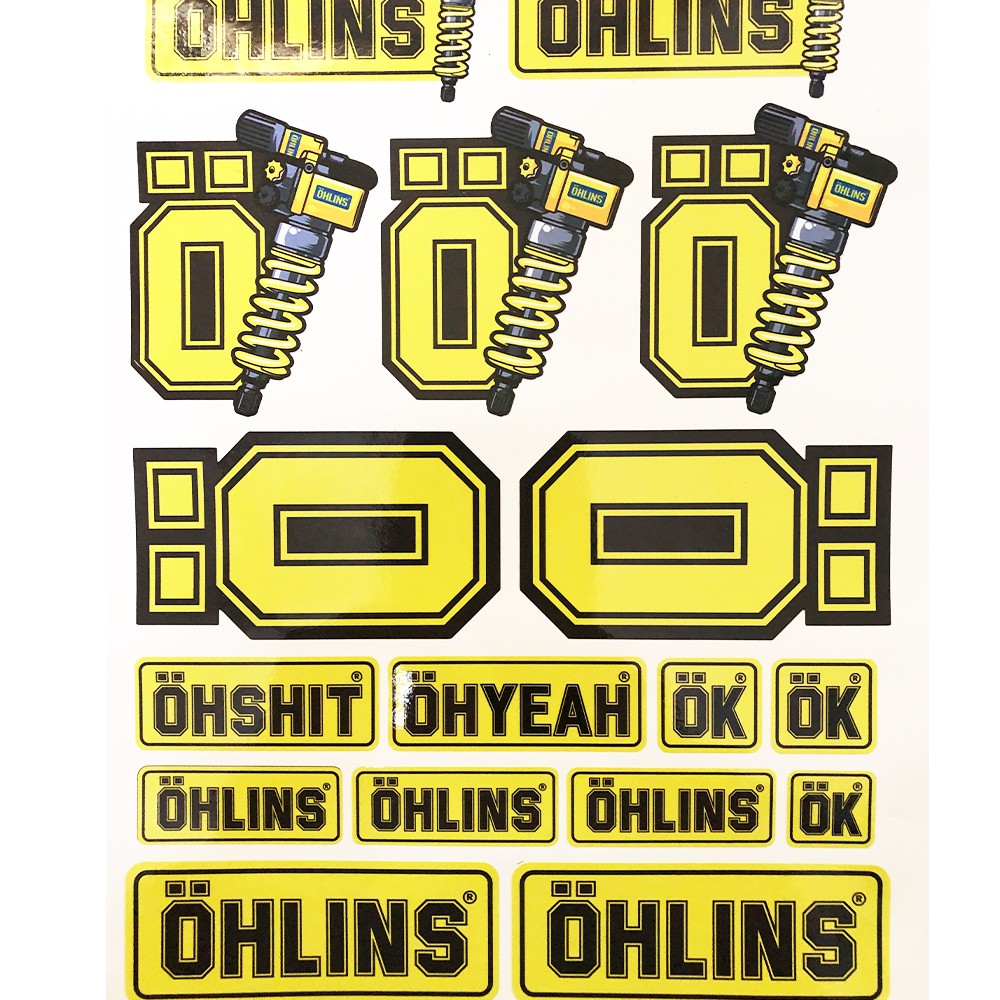 17 Tem Dán Xe Máy Ohlins - Tem Ohlins, Tem Xe Máy, Team Dán Xe Máy, Decal Xe Máy, Sticker Dán Xe - Khổ A4 Chống Thấm