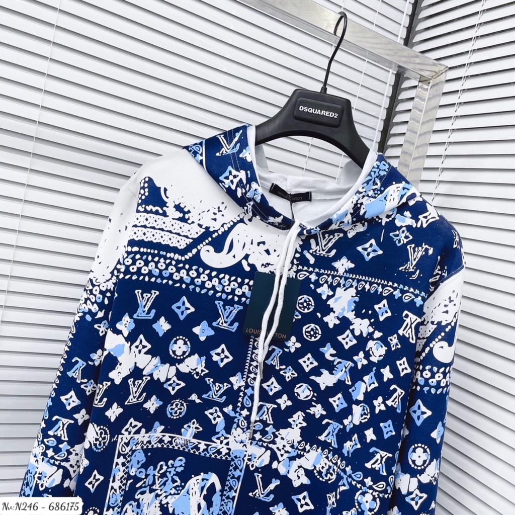 Áo Hoodie Nam Lv Dập Vân Phối Họa Tiết Màu Loang - Áo Nỉ Hoodie Unisex Nam Nữ Lv Cao Cấp DT FASHION MENWEAR