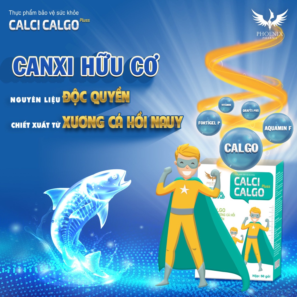 Calci Calgo Pluss Phoenix Pharma, Calci Hữu Cơ Bổ Sung Canxi Cho Cơ Thể Phát Triển Vượt Trội. Phù Hợp Mọi Lứa Tuổi