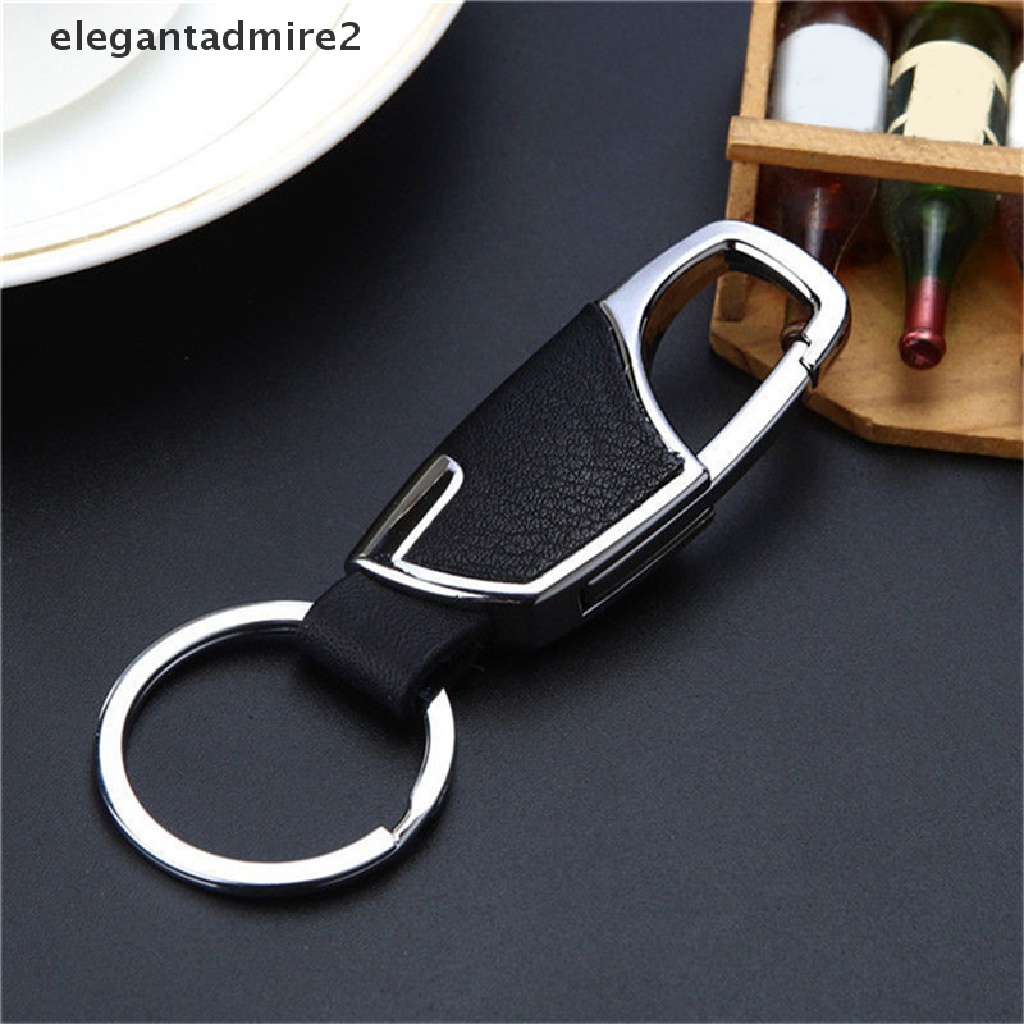 [gele] New Men Creative Metal Leather Key Chain Ring Keyfob Car Keyring Keychain Gift [ele]