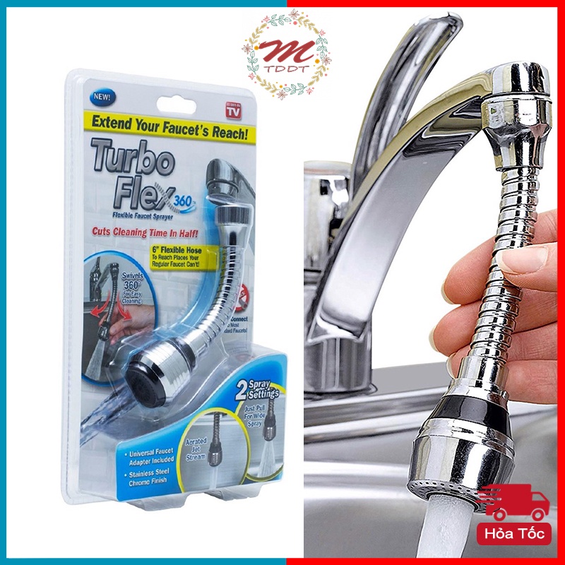 Đầu Vòi Tăng Áp Xoay 360 Tubo flex GIúp Tăng Áp Lực Nước Dành Cho Ống Tròn Nhỏ - MTDDT