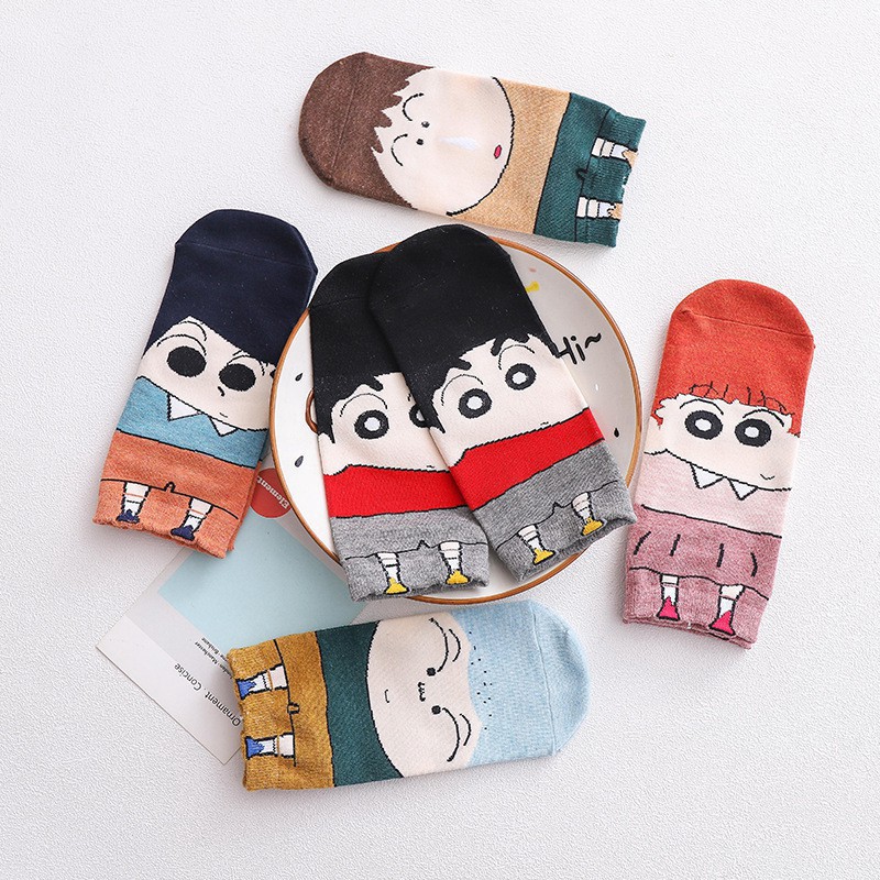 Tất Cotton In Hình Cậu Bé Bút Chì Ngộ Nghĩnh