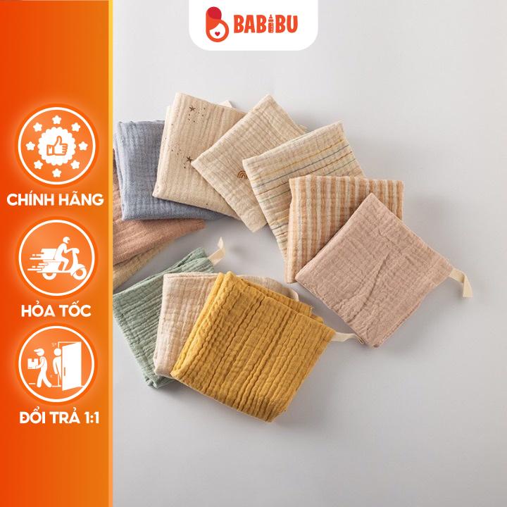 Set 5 Khăn Xô Organic Cho Bé Kích Thước 23*23cm, Khăn Sữa  4 Lớp Babibu - KXO4
