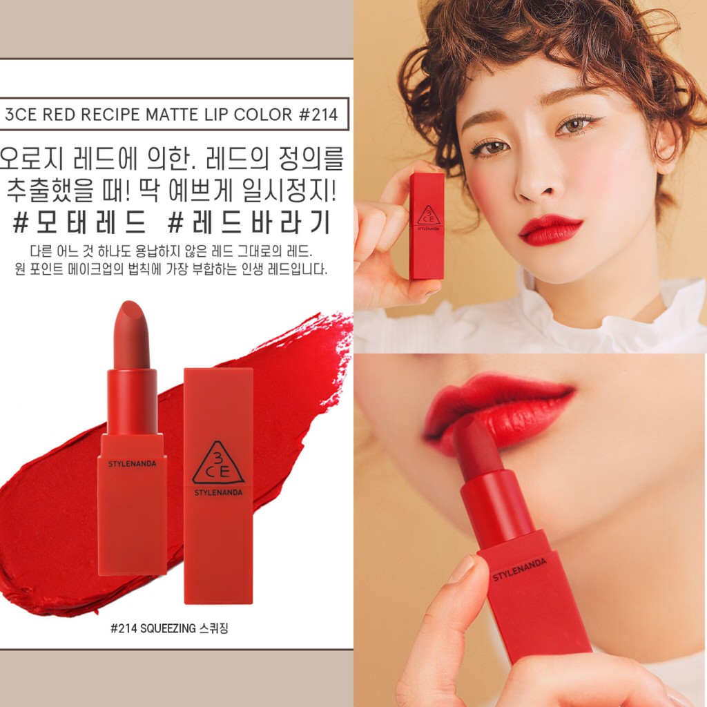 Son Thỏi Lì Vỏ Đỏ 3CE Red Recipe Matte Lip Color