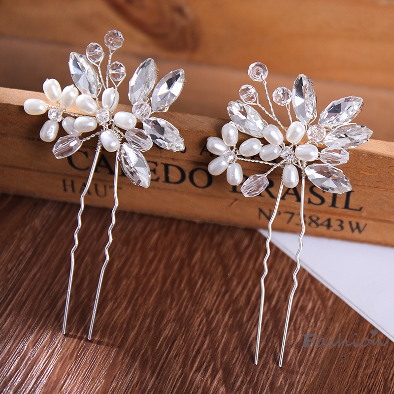 Trâm cài tóc hình học bằng kính đính đá thời trang cho nữ