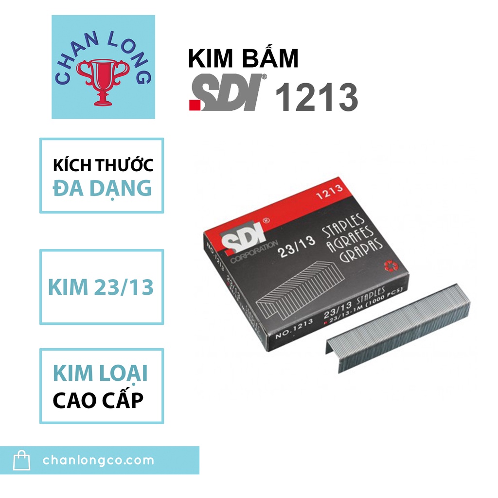 Kim bấm giấy lớn,ghim bấm chính hãng SDI 1213 -23/13 (50-100 tờ),1000pcs cho máy bấm kim lớn,dập ghim đại,thép không rỉ