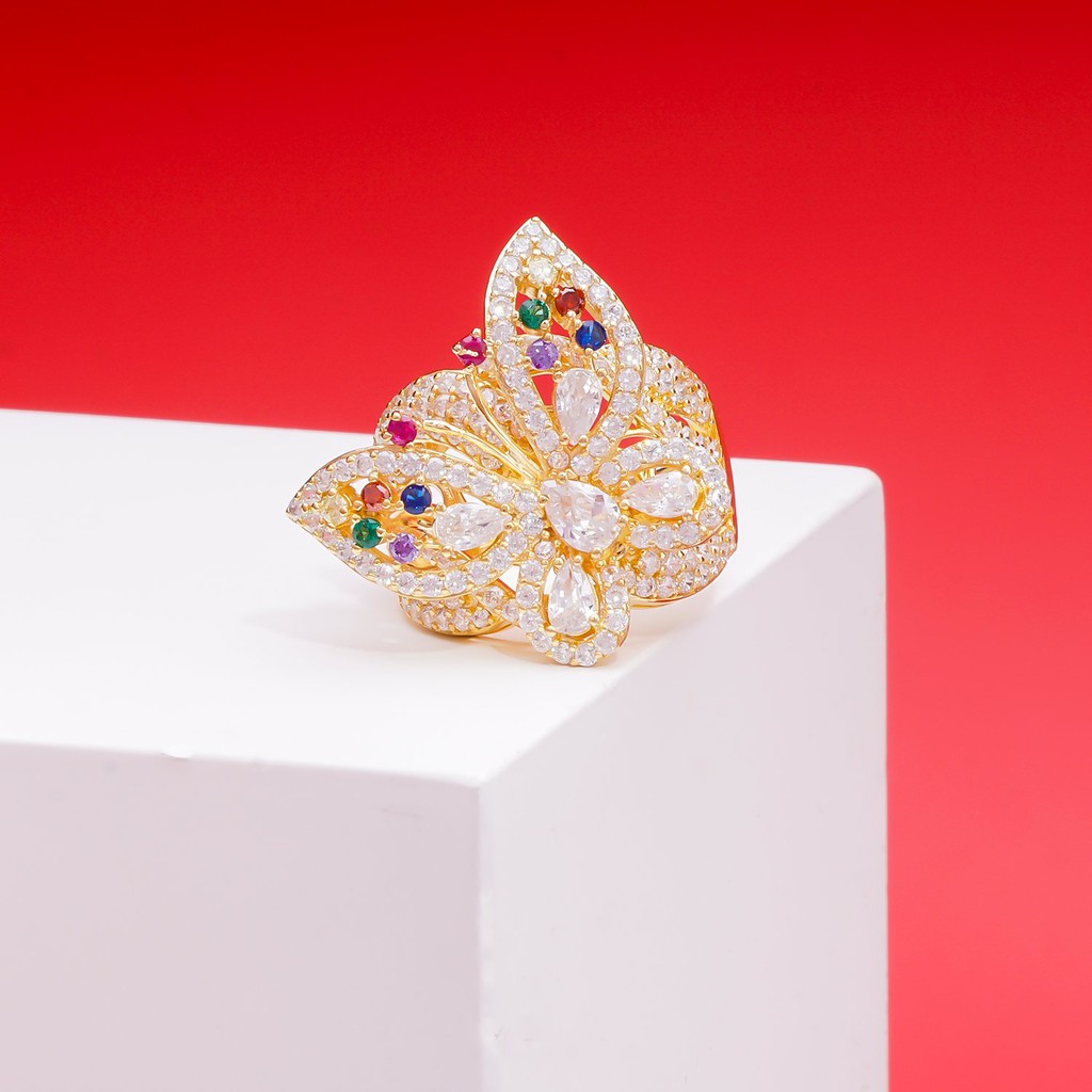 Nhẫn nữ UHA mạ vàng 18K đính đá CZ N560171A-200
