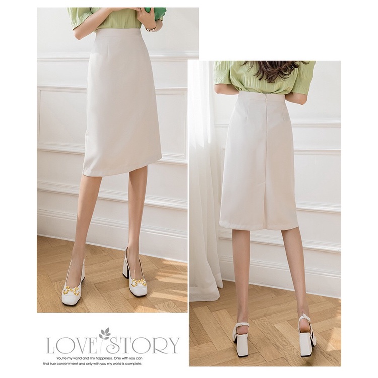 Chân váy midi dài Gen J đầm midi trơn vintage dáng dài - CV 011