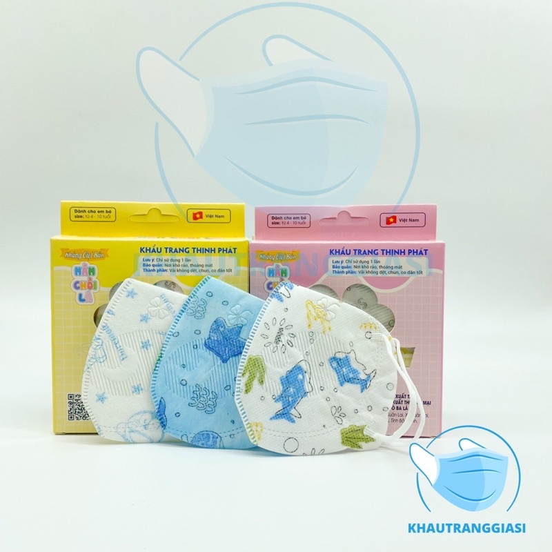 (Combo 10c) Khẩu trang 4D Mầm Chồi Lá Thịnh Phát cho bé 4 đến 8 tuổi