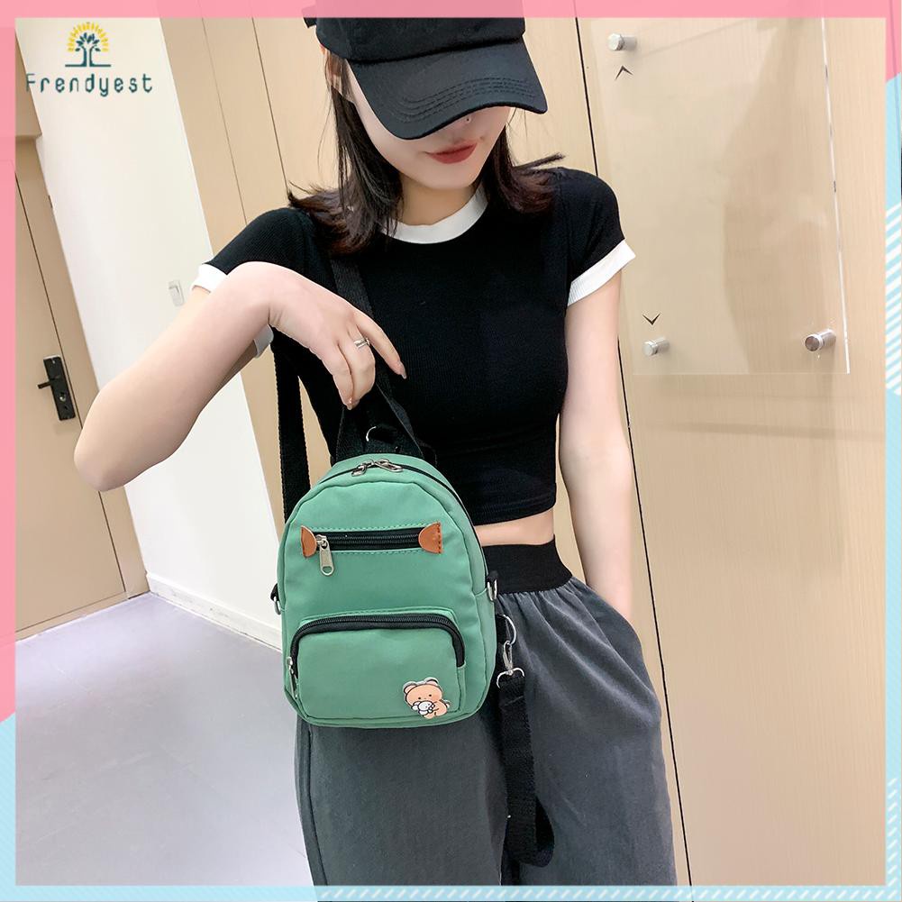 Women Fashion Canvas Backpack Shoulder Crossbody Bag Retro Mini School Bag