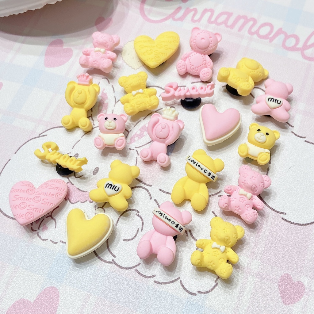 Sticker crocs Shoe Decoration for crocs đế caoSet 10 Phụ Kiện Trang Trí Giày Hình Gấu May Mắn DIY Dễ Thương