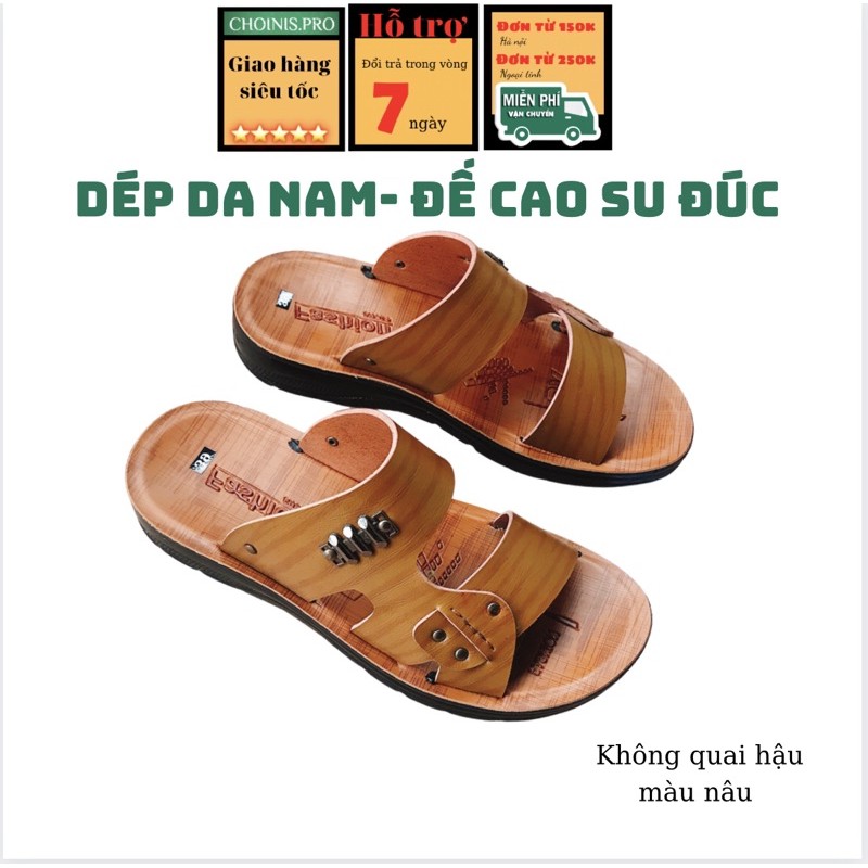 Dép da bò nam Dép da trung niên Khâu chắc chắn vào đế Đế cao su mềm mại tại xưởng CHOINIS