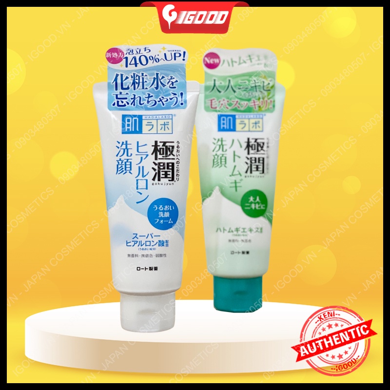 Sữa rửa mặt Hada Labo Gokujyun Rohto nội địa Nhật Bản (Hadalabo) 160ml/100g