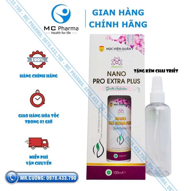 {Chính Hãng} Dung dịch vệ sinh phụ nữ Nano Pro Extra plus Học viện quân y