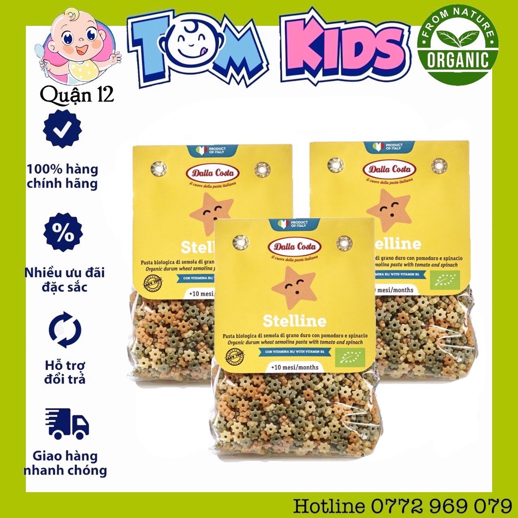 Nui Rau Củ Hữu Cơ Cho Bé Dalla Costa Ý Túi 200G Date 3/10/2023