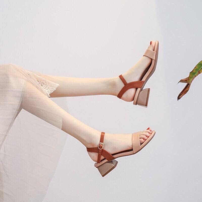 sandal gót gỗ phong cách hàn quốc | BigBuy360 - bigbuy360.vn