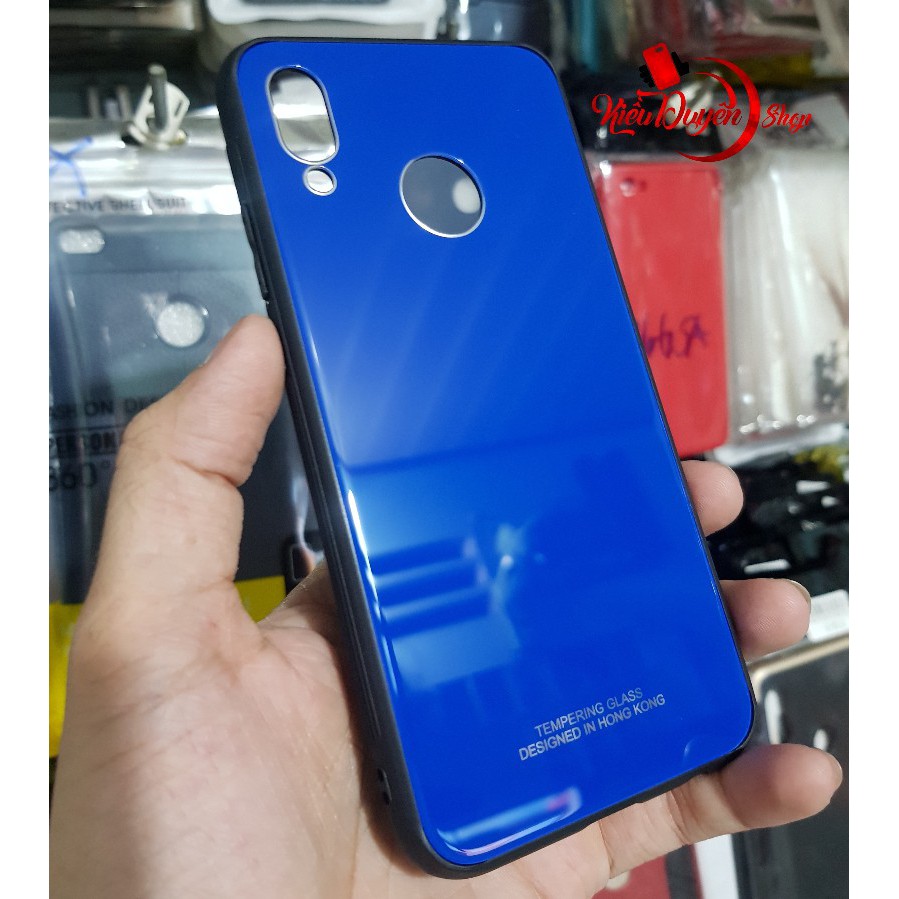 Ốp lưng kính Huawei Nova 3e,viền nhựa dẻo