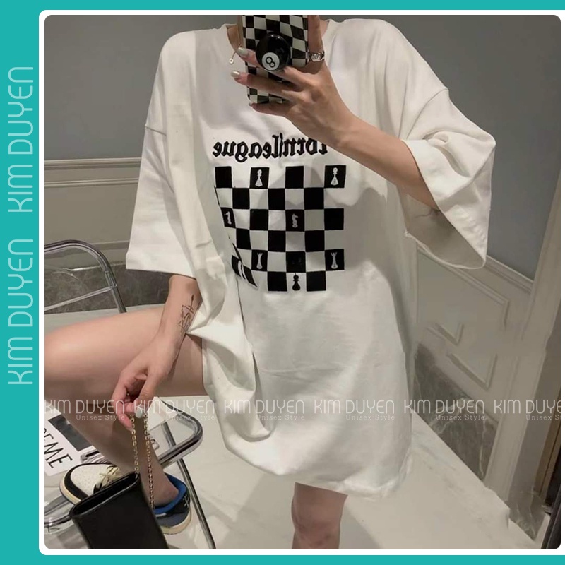 Áo Thun Bàn Cờ Trước - Áo thun tay lỡ form rộng Unisex 38-65kg Nam Nữ [ẢNH THẬT]