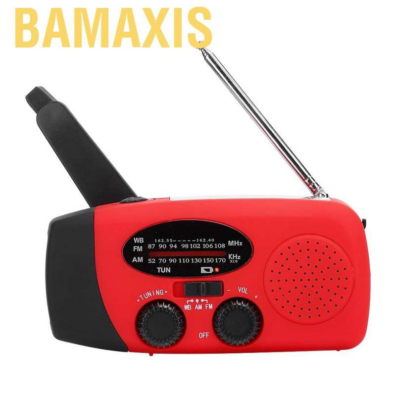 Bamaxis Emergency Hand Crank Solar AM FM NOAA Radio 3-LED Flashlight USB Charger Outdoor