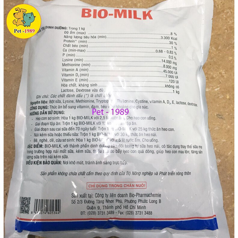 BIO Milk 1 Kg- Sữa Cao cấp chuyên dùng cho heo con và heo nái