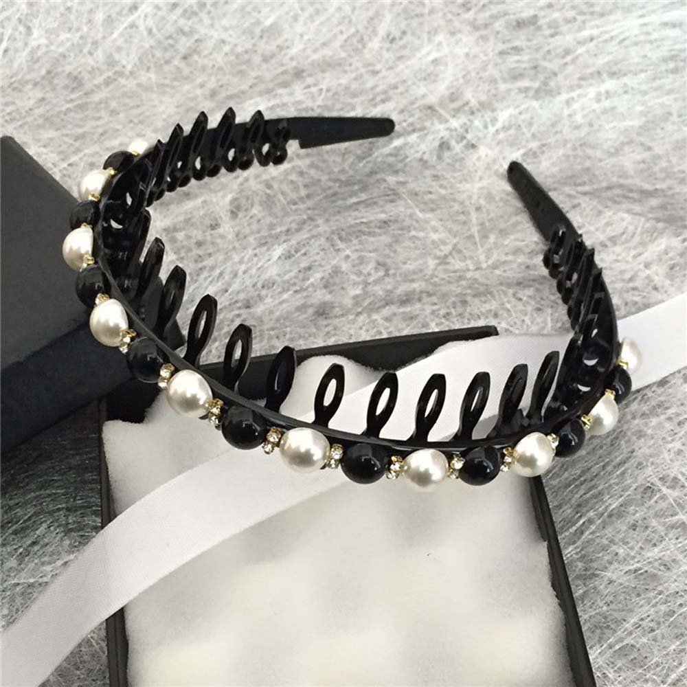BACK2LIFE Simple Wash Face Hair Hoop Girls Hair Accessories Pearl Headband Women Toothed Non-slip Korean|Temperament Hair Band white/black