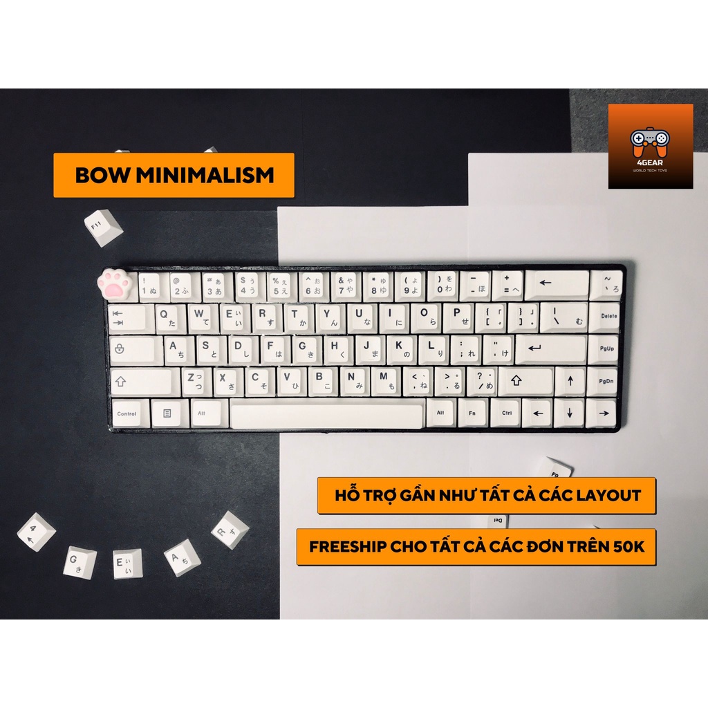 Keycap Japan Font siêu rẻ, nhựa PBT in dyesub, 126 nút bàn phím cơ, cherry profile minimalist