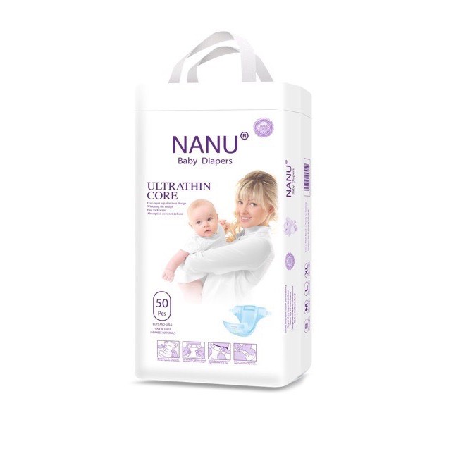 Bỉm dán Nanu Baby /Size S, Size M/ 1 bịch có 50 miếng/ giá siêu rẻ
