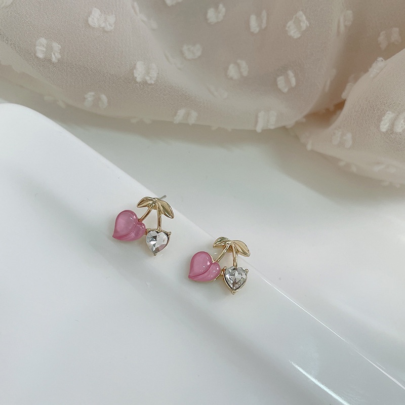 Bông Tai Đính Đá Hình Quả Cherry Lấp Lánh Thời Trang Mùa Hè 2022 Dễ Thương Cho Nữ