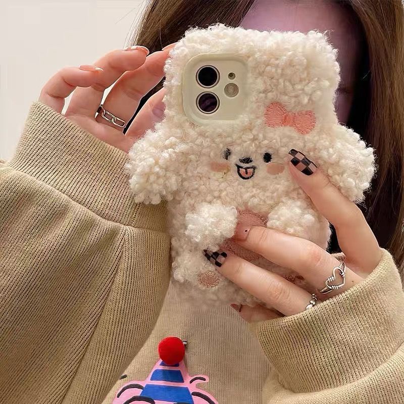 Ốp Điện Thoại Lông Mềm Hình Cún 3D Cho iPhone 14 11 12 13 6 7 8 Plus XR XS Max