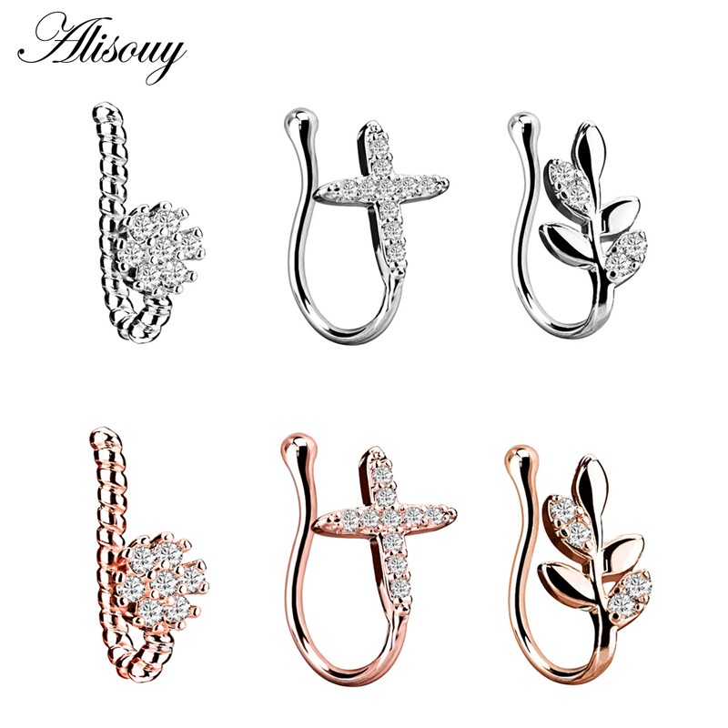 Alisouy 1 Khuyên Mũi Giả Xỏ Lỗ Thời Trang Cá Tính