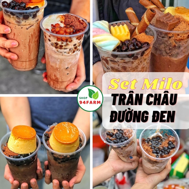 Set Milo dầm Trân châu Đường Đen Pudding Siêu Ngon Nấu 10 ly