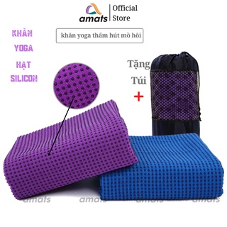 Khăn Trải Thảm Tập Yoga  Hạt Silicone  Cao Cấp Siêu Thấm Hút Gấp 3 Lần  Chống Trơn Tuyệt Đối -( Tặng Túi Lưới)