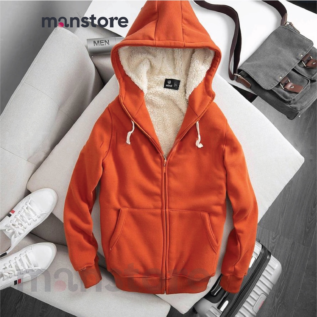 Áo khoác Hoodie nam nữ phong cách thời trang thể thao, Áo khoác nỉ lót lông cừu dày dặn ấm áp MANSTORE