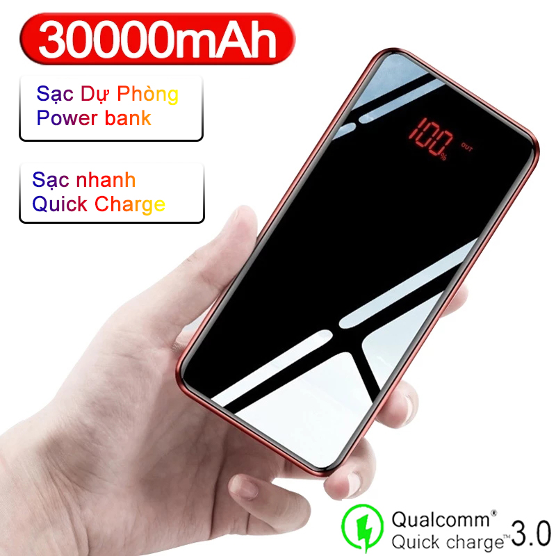 30000mAh sạc dự phòng màn hình kỹ thuật số điện thoại thông minh ngân hàng điện pin bên ngoài Power bank