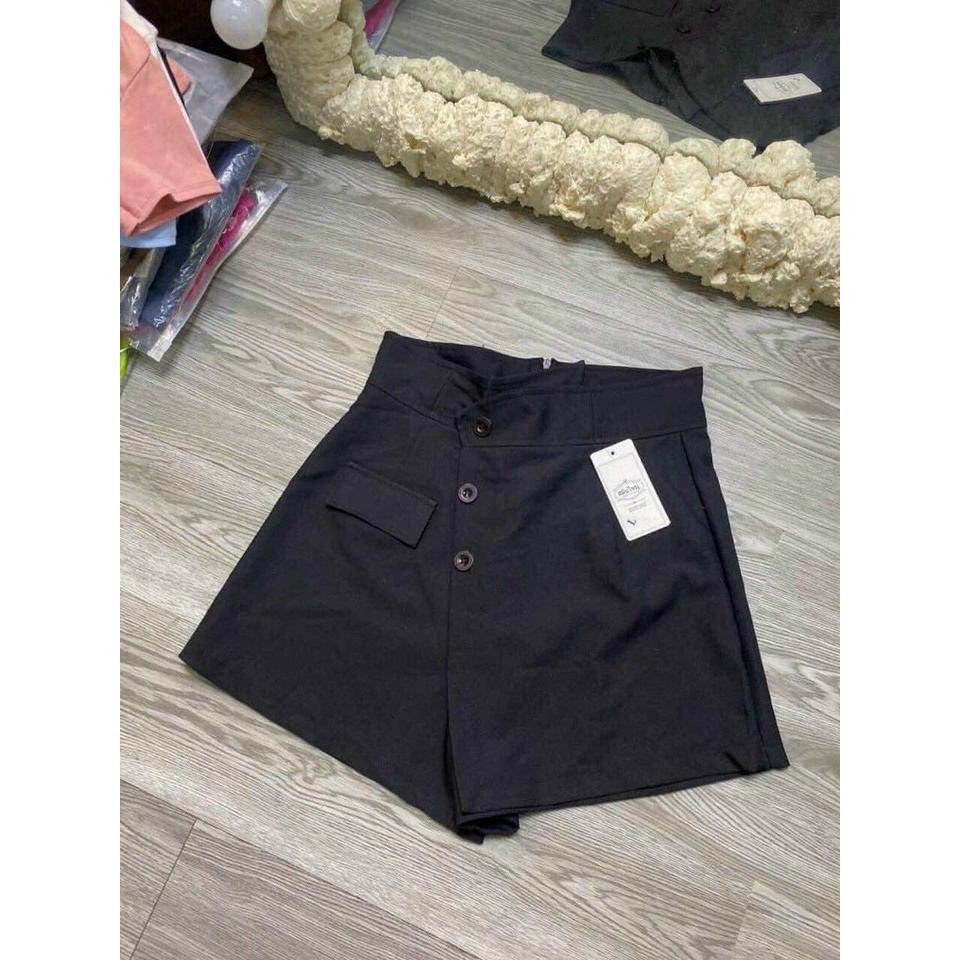 Quần Giả Váy Vạt Chéo Trơn Có Quần Nút