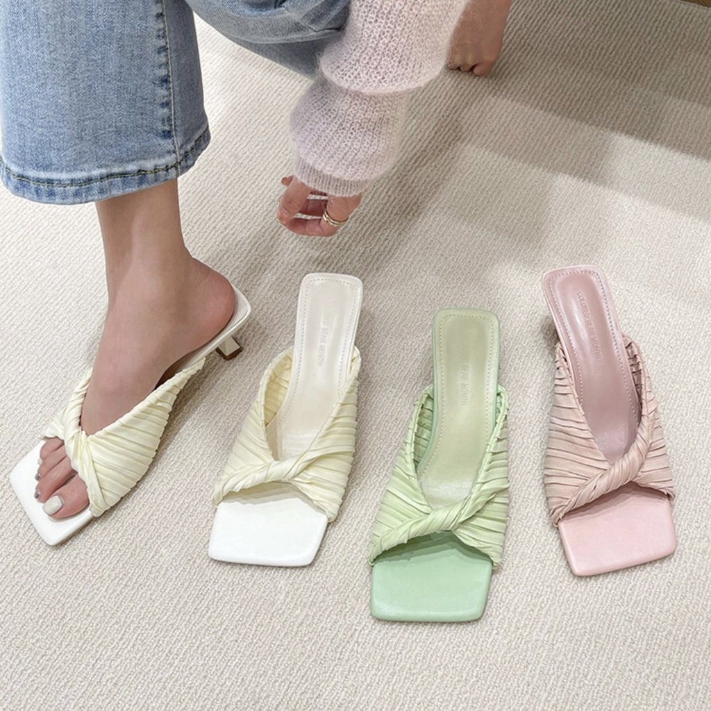 (CÓ SẴN - QUẢNG CHÂU) Guốc Kiểu Xoắn Chéo Dễ Thương Đế 3.5 Phân