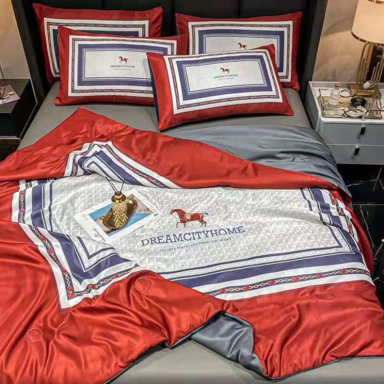 Bộ 4 Món Ga Gối Chăn Trần Lụa Thái Phi Bóng Hoàng Gia