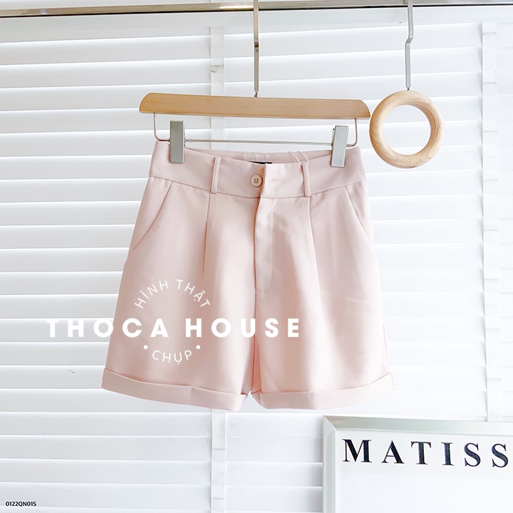 Quần short tây đen, nude, nâu trơn kiểu săn lai THOCA HOUSE trẻ trung hiện đại, chuẩn form dày dặn