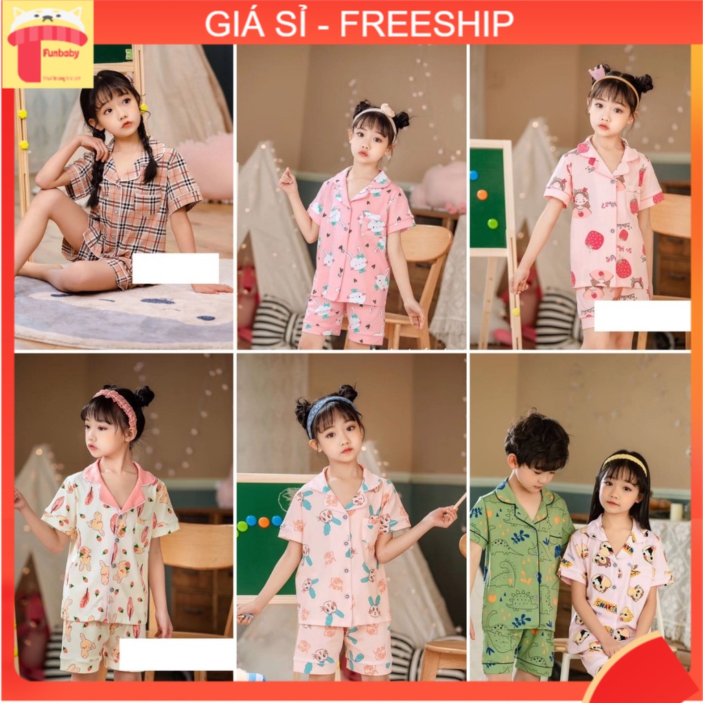 Đồ Pijama bé gái 7-14 tuổi cộc tay in hình xuất Hàn, Bộ Pizama cho bé vải cotton co giãn thấm hút mồ hôi tốt