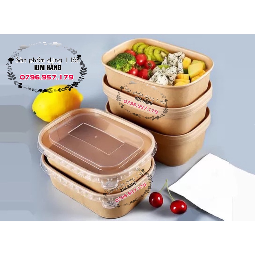 Set 50h kraft chữ nhật 750ml đựng bento , đựng mousse, tirsmisu , đựng chân gà sả tắc,....